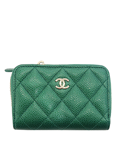 Chanel Coin Purse, £275, Accessories, Green, Caviar Leather, Front view